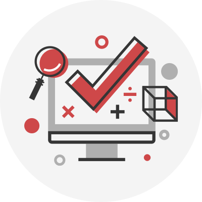 Computer screen with a check mark inside icon